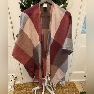 Woolrich Plaid Soft Scarf Wrap Blanket Scarf Cover Up with Fringe OS
